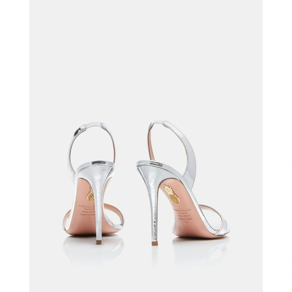 Aquazzura So Nude Sandal 105 in Silver, view 4 | Sandals