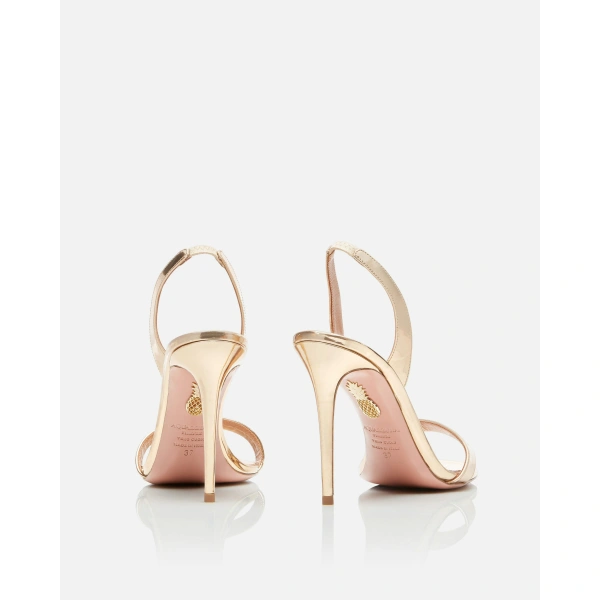 Aquazzura So Nude Sandal 105 in Soft Gold, view 4 | Sandals