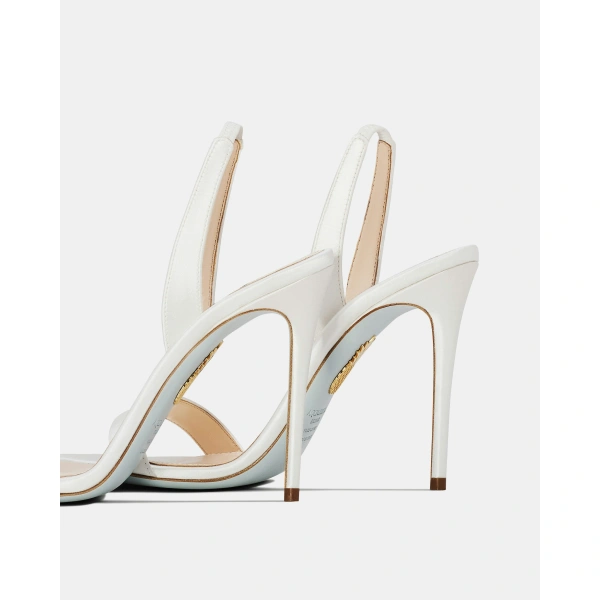 Aquazzura So Nude Sandal 105 in White, view 4 | Sandals