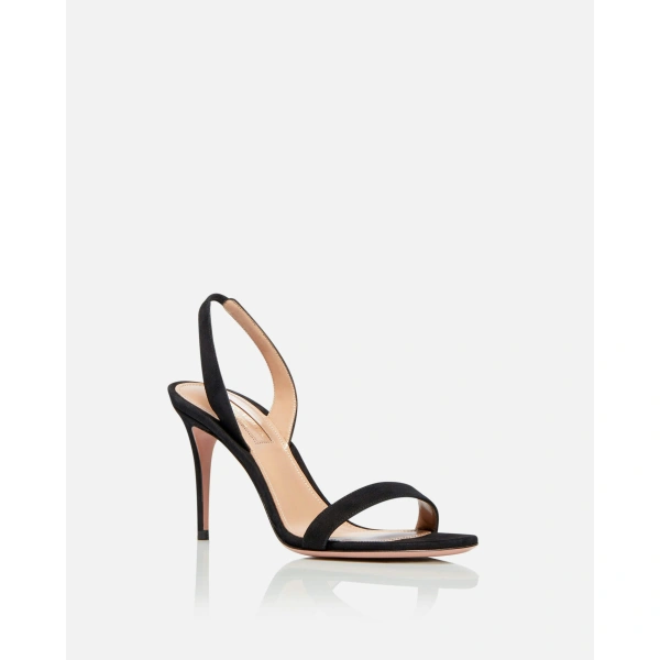 Aquazzura So Nude Sandal 85 in Black, view 2 | Sandals