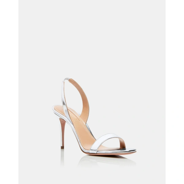 Aquazzura So Nude Sandal 85 in Silver, view 2 | Sandals