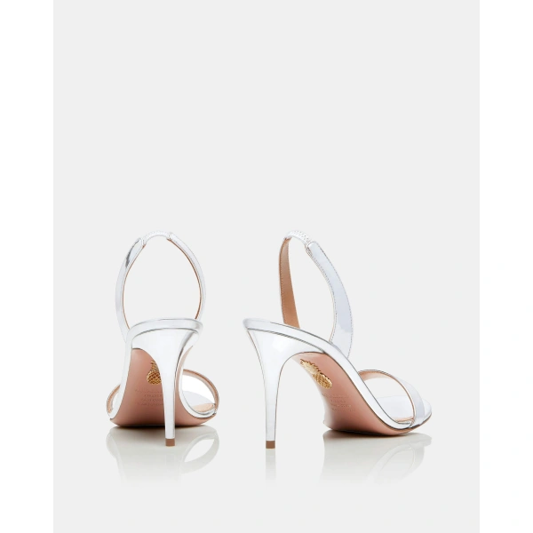 Aquazzura So Nude Sandal 85 in Silver, view 4 | Sandals