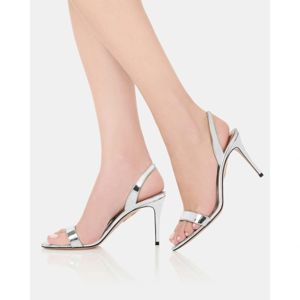 Aquazzura So Nude Sandal 85 in Silver, view 5 | Sandals