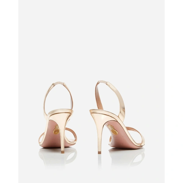 Aquazzura So Nude Sandal 85 in Soft Gold, view 4 | Sandals