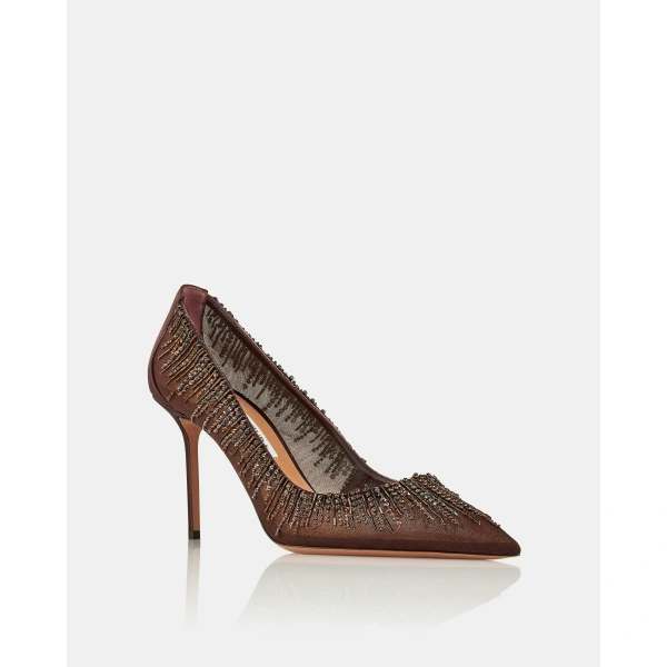 Aquazzura Soft Sky Pump 85 in Mocha, view 2 | Pumps