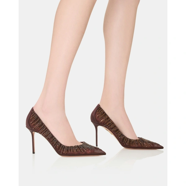 Aquazzura Soft Sky Pump 85 in Mocha, view 5 | Pumps