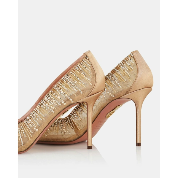 Aquazzura Soft Sky Pump 85 in Warm Nude, view 4 | Pumps