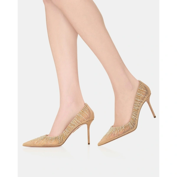 Aquazzura Soft Sky Pump 85 in Warm Nude, view 5 | Pumps