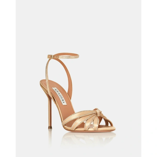 Aquazzura Soulmate Crystal Sandal 105 in Warm Nude, view 2 | Sandals