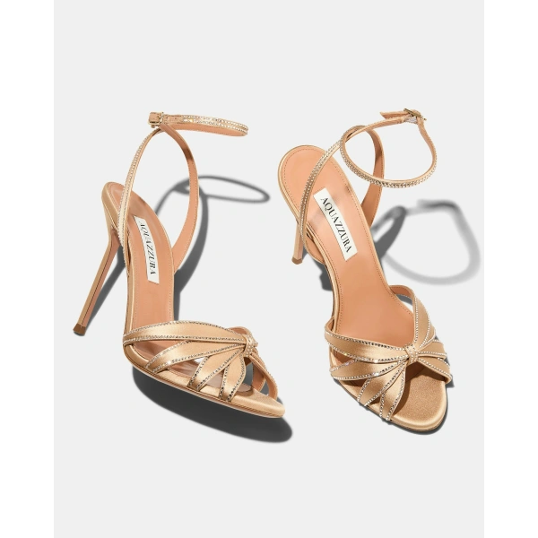 Aquazzura Soulmate Crystal Sandal 105 in Warm Nude, view 3 | Sandals