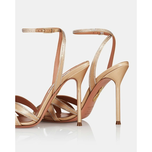 Aquazzura Soulmate Crystal Sandal 105 in Warm Nude, view 4 | Sandals