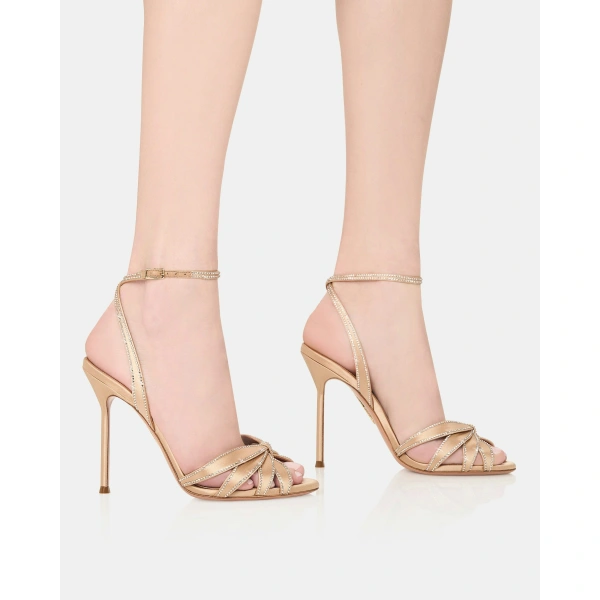 Aquazzura Soulmate Crystal Sandal 105 in Warm Nude, view 5 | Sandals