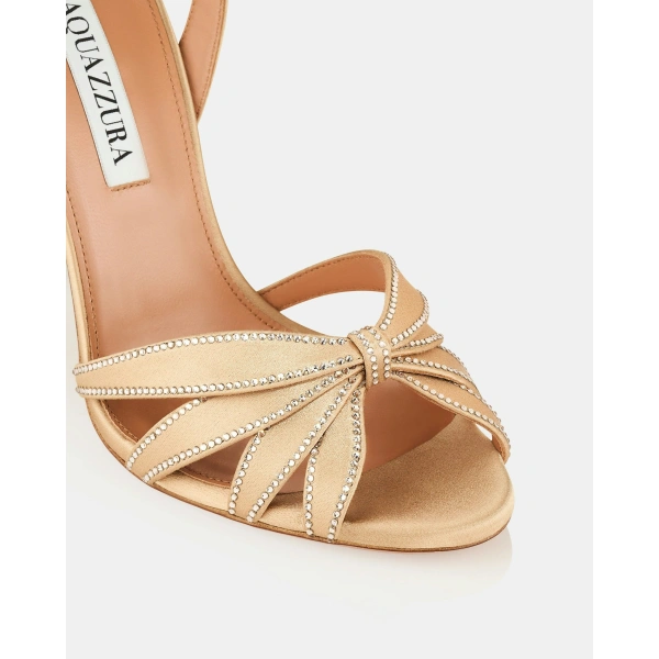 Aquazzura Soulmate Crystal Sandal 105 in Warm Nude, view 6 | Sandals