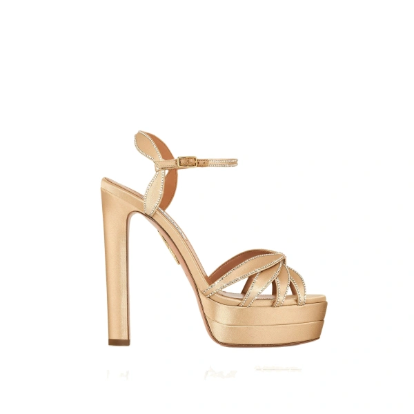Soulmate Crystal Sandal Plateau 130 in Warm Nude