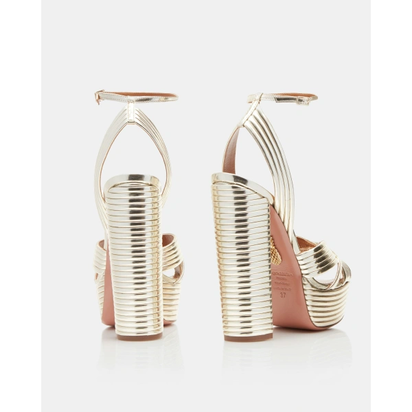 Aquazzura Sundance Plateau 140 in Light Gold, view 4 | Platform Heels