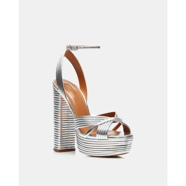 Aquazzura Sundance Plateau 140 in Silver, view 2 | Platform Heels