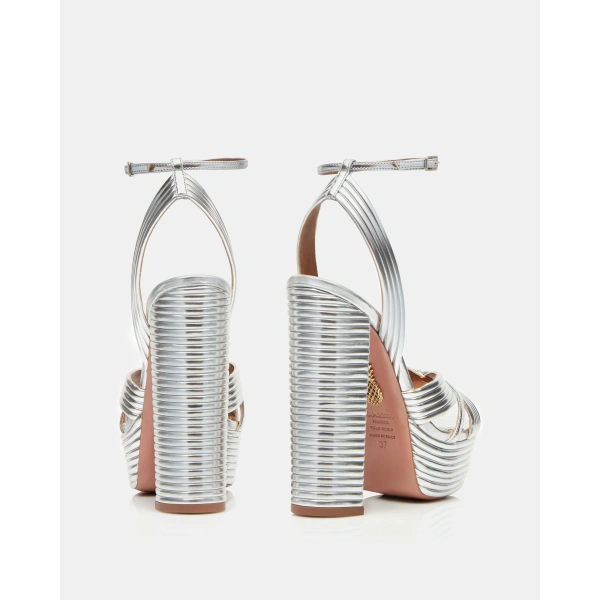 Aquazzura Sundance Plateau 140 in Silver, view 4 | Platform Heels