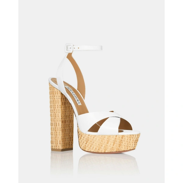 Aquazzura Sunseeker Sandal Plateau 140 in White, view 2 | Platform Heels