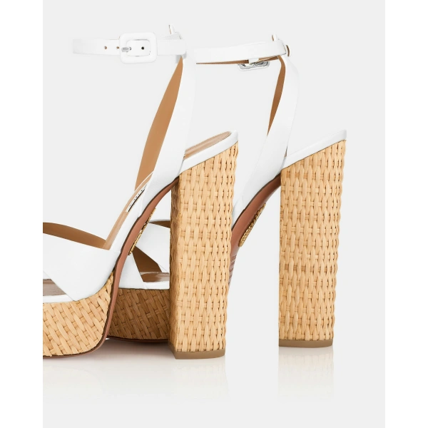 Aquazzura Sunseeker Sandal Plateau 140 in White, view 4 | Platform Heels