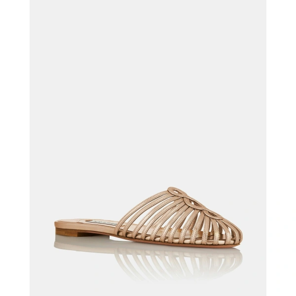 Aquazzura Sweet Surrender Mule Flat in Light Copper, view 2 | Mules