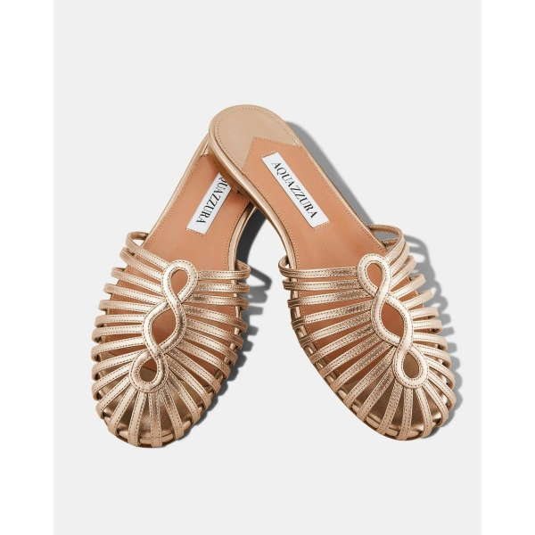 Aquazzura Sweet Surrender Mule Flat in Light Copper, view 3 | Mules