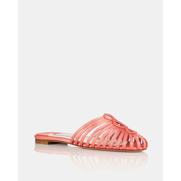 Aquazzura Sweet Surrender Mule Flat in Spring Peach, view 2 | Mules