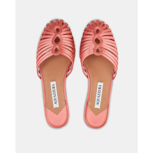Aquazzura Sweet Surrender Mule Flat in Spring Peach, view 4 | Mules