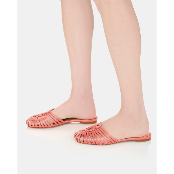 Aquazzura Sweet Surrender Mule Flat in Spring Peach, view 5 | Mules