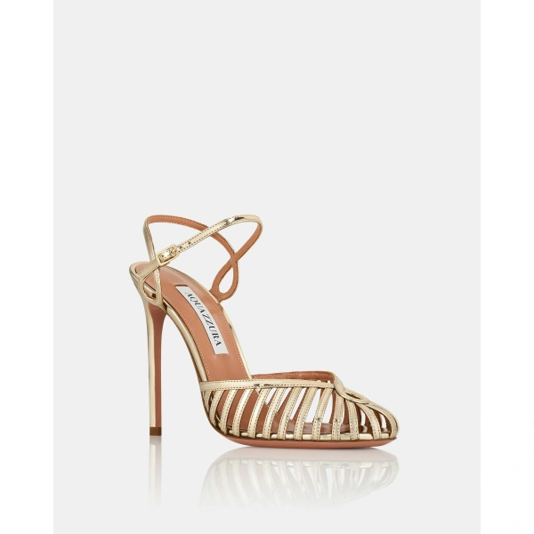 Aquazzura Sweet Surrender Pump 105 in Soft Gold, view 2 | Pumps