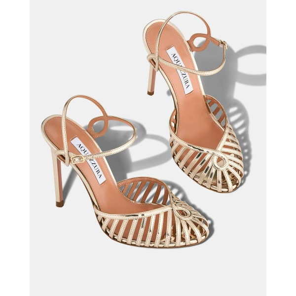 Aquazzura Sweet Surrender Pump 105 in Soft Gold, view 3 | Pumps