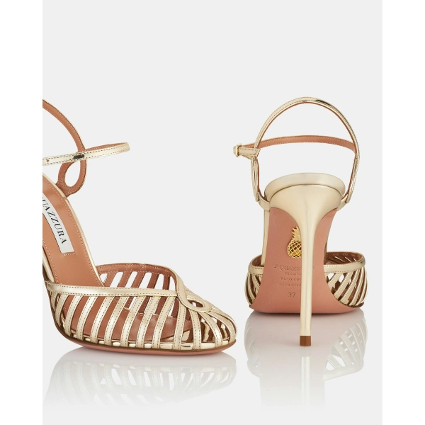 Aquazzura Sweet Surrender Pump 105 in Soft Gold, view 4 | Pumps