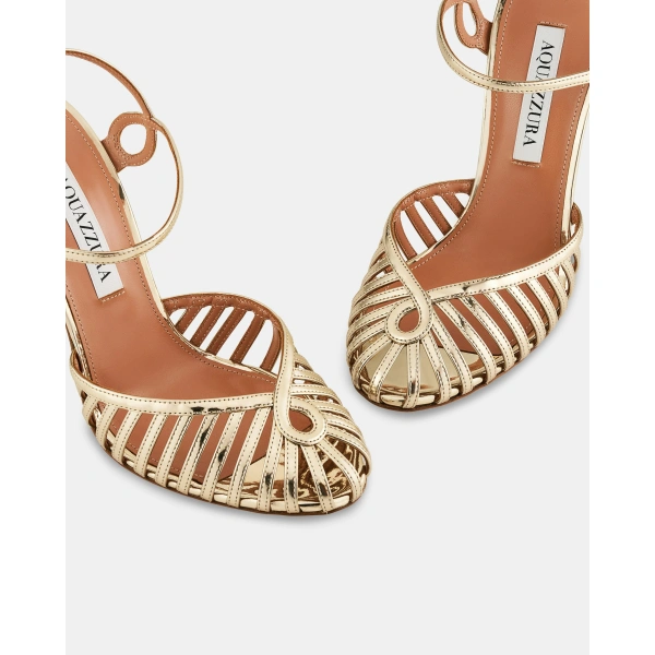 Aquazzura Sweet Surrender Pump 105 in Soft Gold, view 6 | Pumps