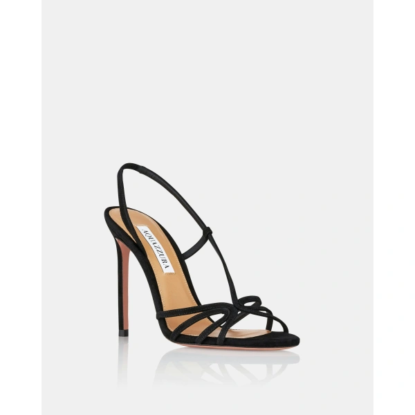 Aquazzura Talk To Me Sandal 105 in Black, view 2 | Sandals
