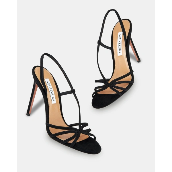 Aquazzura Talk To Me Sandal 105 in Black, view 3 | Sandals