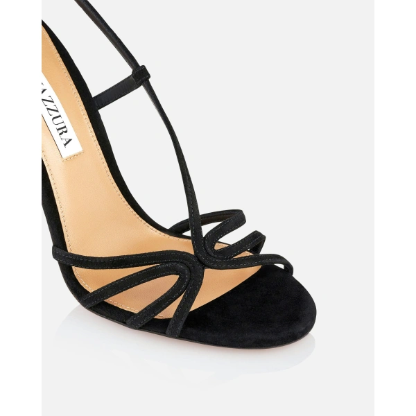 Aquazzura Talk To Me Sandal 105 in Black, view 6 | Sandals