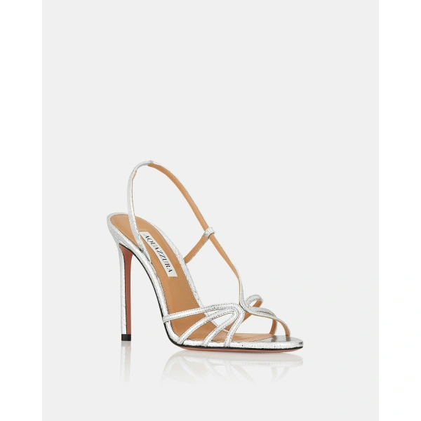 Aquazzura Talk To Me Sandal 105 in Silver, view 2 | Sandals