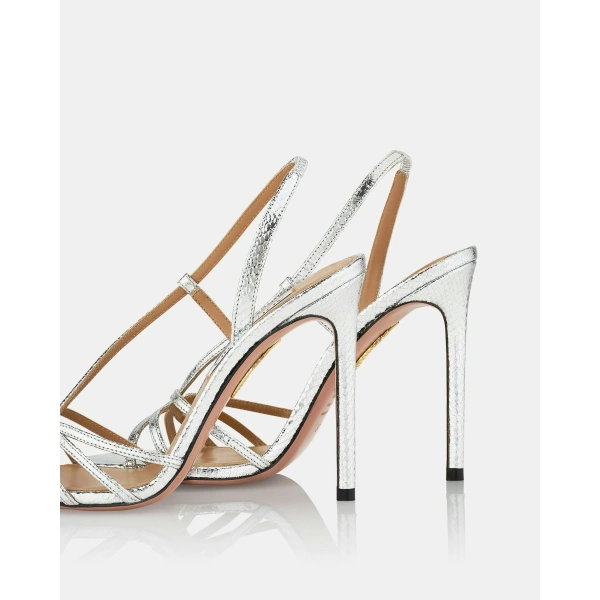 Aquazzura Talk To Me Sandal 105 in Silver, view 4 | Sandals