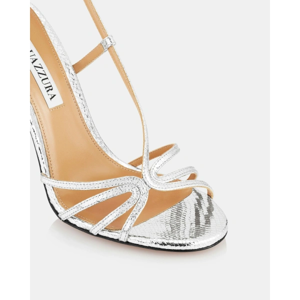 Aquazzura Talk To Me Sandal 105 in Silver, view 6 | Sandals