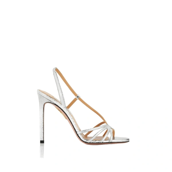 Aquazzura Talk To Me Sandal 105 in Silver | Sandals