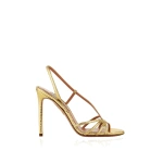 Aquazzura Talk To Me Sandal 105 in Soft Gold | Sandals