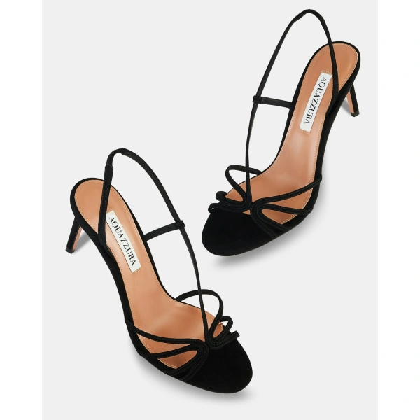 Aquazzura Talk To Me Sandal 75 in Black, view 3 | Sandals