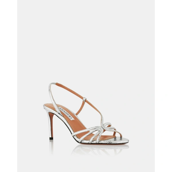 Aquazzura Talk To Me Sandal 75 in Silver, view 2 | Sandals