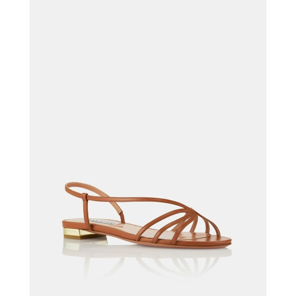 Aquazzura Talk To Me Sandal Flat in Tobacco, view 2 | Sandals