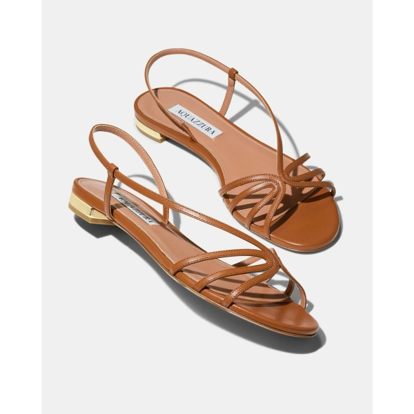 Aquazzura Talk To Me Sandal Flat in Tobacco, view 3 | Sandals