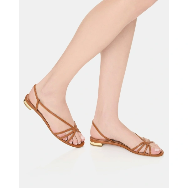 Aquazzura Talk To Me Sandal Flat in Tobacco, view 4 | Sandals