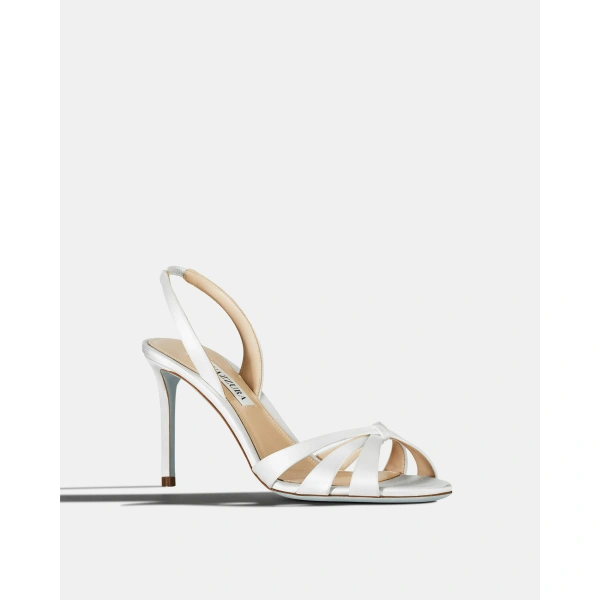 Aquazzura Tati Sandal 85 in White, view 2 | Sandals
