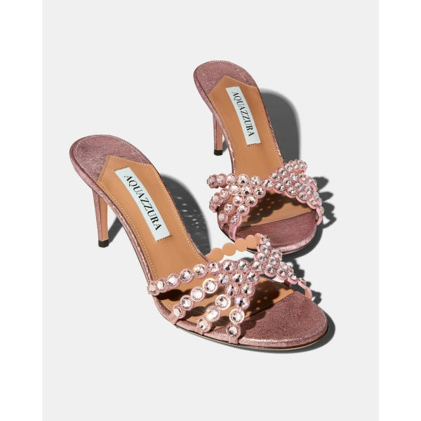 Aquazzura Tequila Mule 75 in Dusty Rose, view 3 | Mules