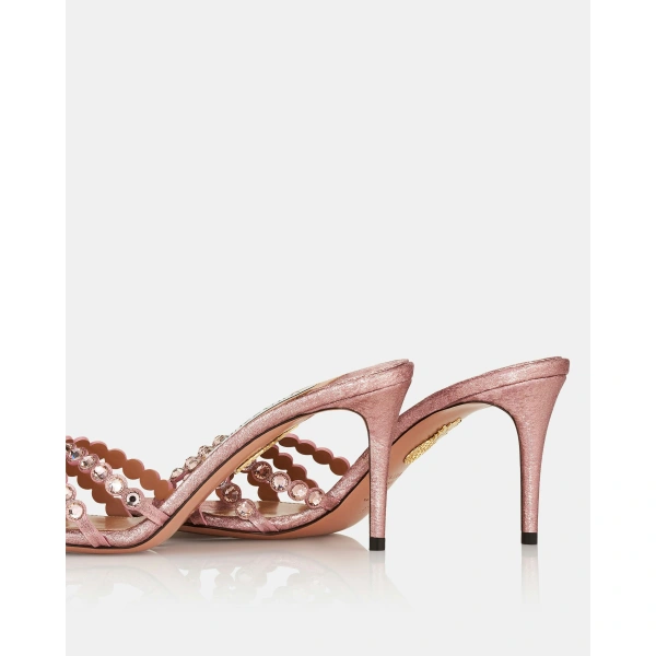 Aquazzura Tequila Mule 75 in Dusty Rose, view 4 | Mules