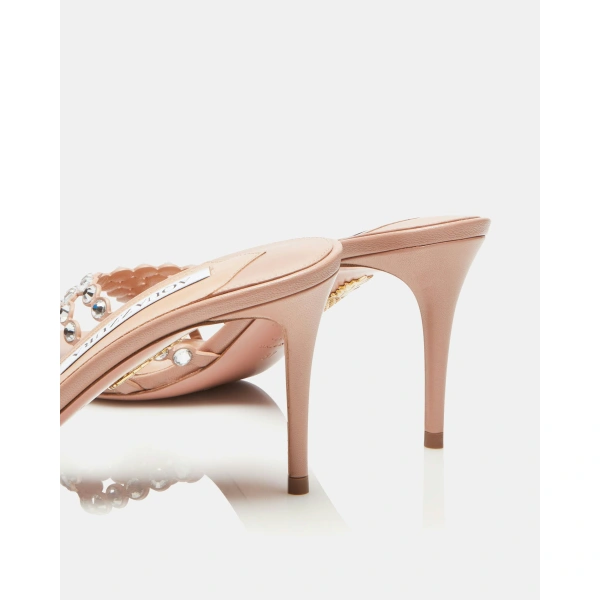 Aquazzura Tequila Mule 75 in Powder Pink, view 4 | Mules