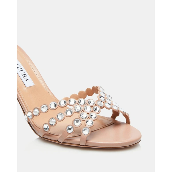 Aquazzura Tequila Mule 75 in Powder Pink, view 6 | Mules